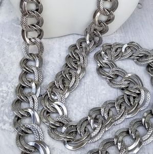 Ben-Amun Silvertone Double Link Chain Necklace